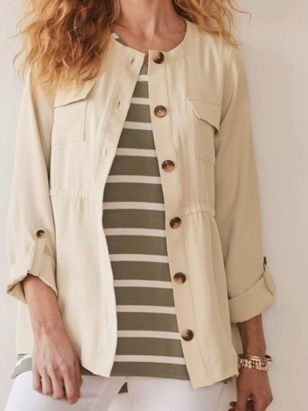 Cream Lightweight Utility Jacket for Women